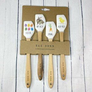Rae Dunn Easter 4 piece Mini Spatula Set Bunny Rabbit Carrots Peep Peep